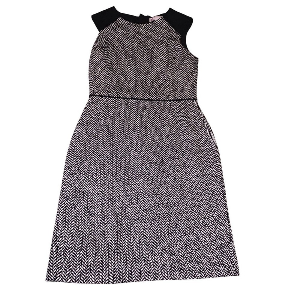 Banana Republic Wool Blend Tweed Sheath Dress Black Grey Quiet Luxury Feminine 4
